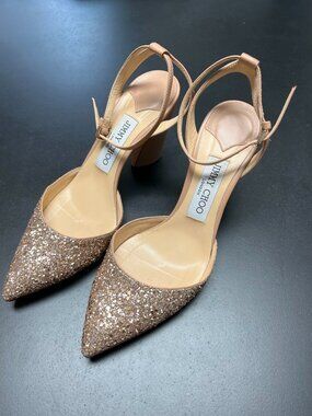 Jimmy Choo glitter pointed-toe slingback heels